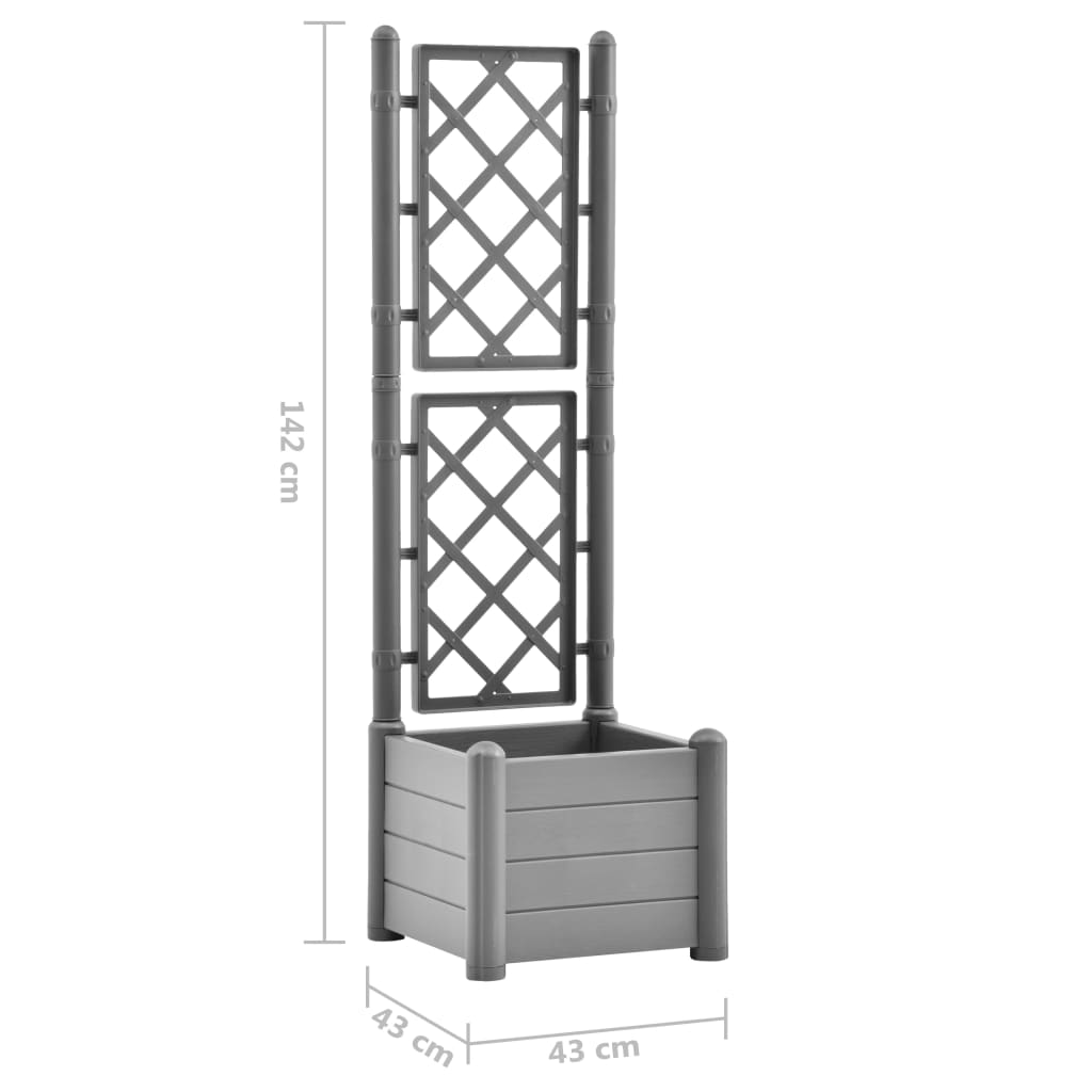 Garden Planter with Trellis 16.9"x16.9"x55.9" PP Stone Gray