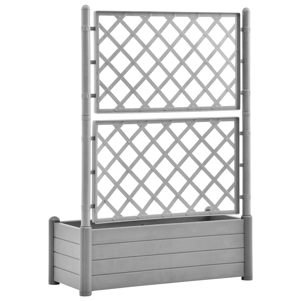 Garden Planter with Trellis 39.4"x16.9"x55.9" PP Stone Gray