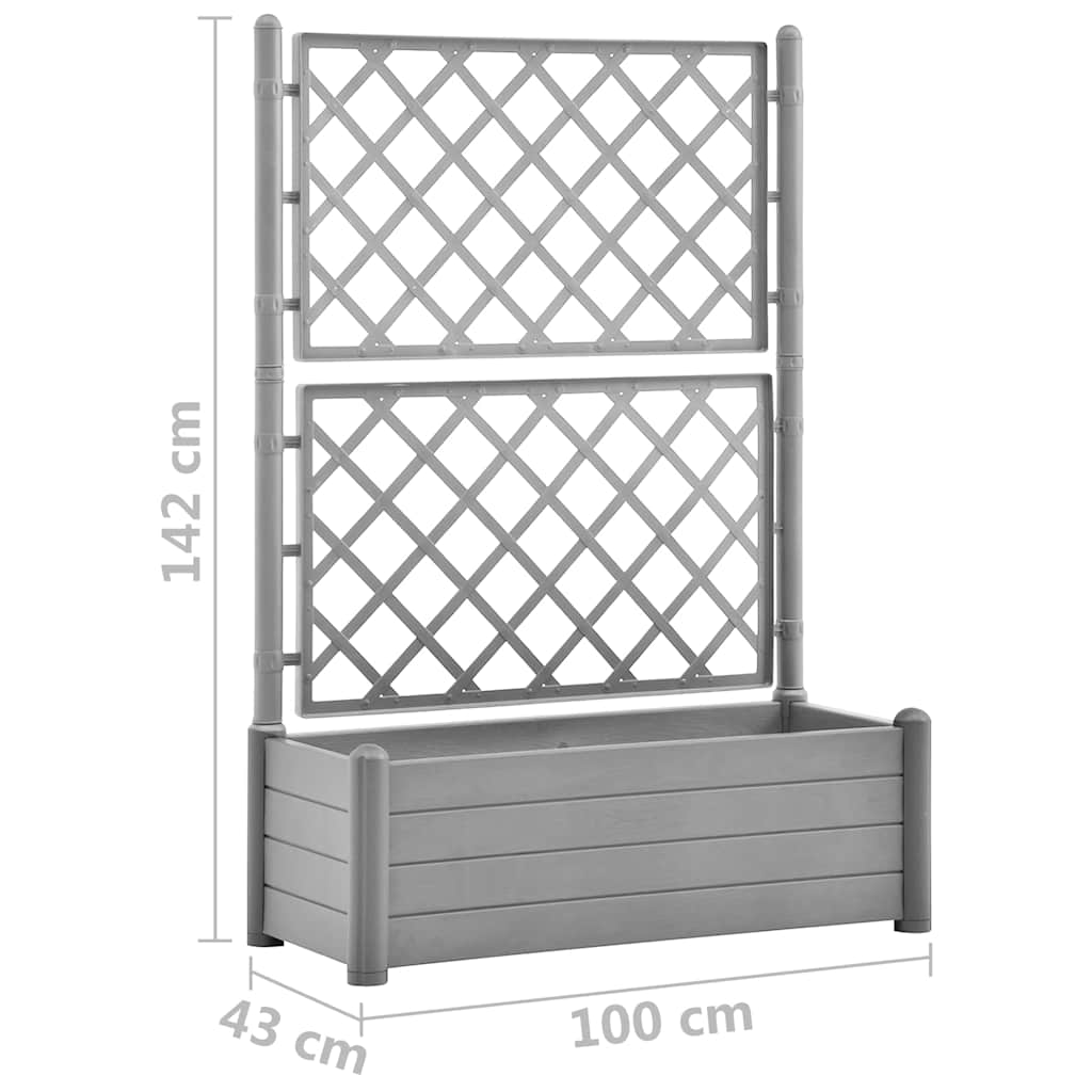 Garden Planter with Trellis 39.4"x16.9"x55.9" PP Stone Gray