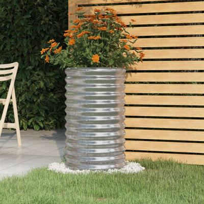 Garden Planter Powder-coated Steel 15.7"x15.7"x26.8" Silver