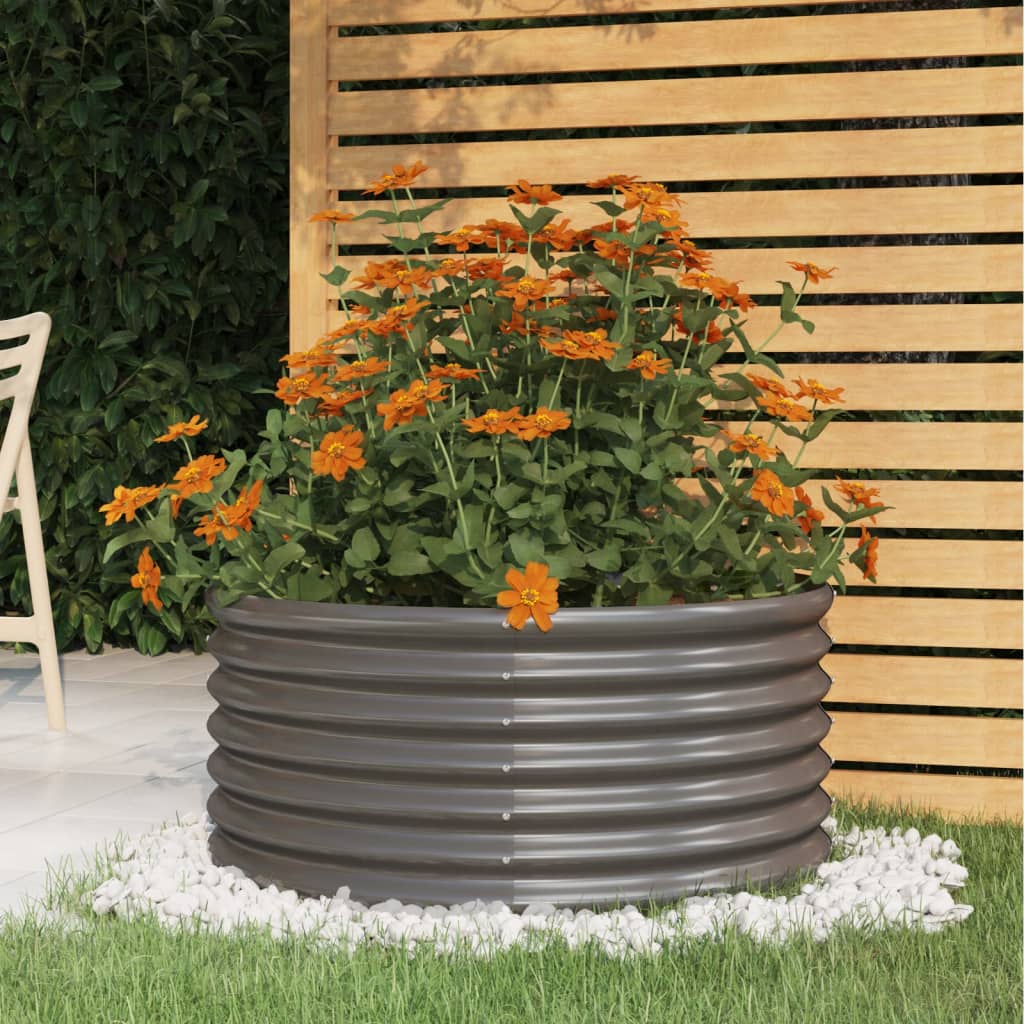 Garden Planter Powder-coated Steel 31.5"x31.5"x14.2" Gray