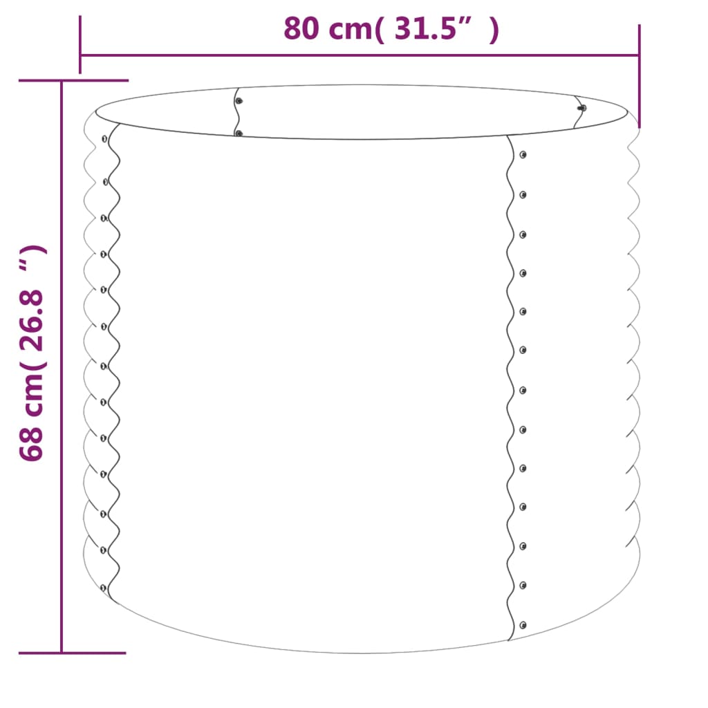 Garden Planter Powder-coated Steel 31.5"x31.5"x26.8" Silver