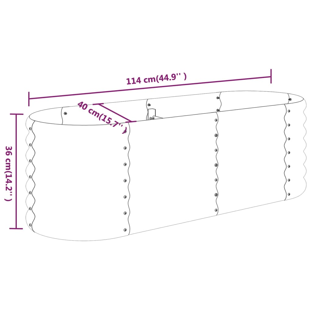 Garden Raised Bed Powder-coated Steel 44.9"x15.7"x14.2" Gray