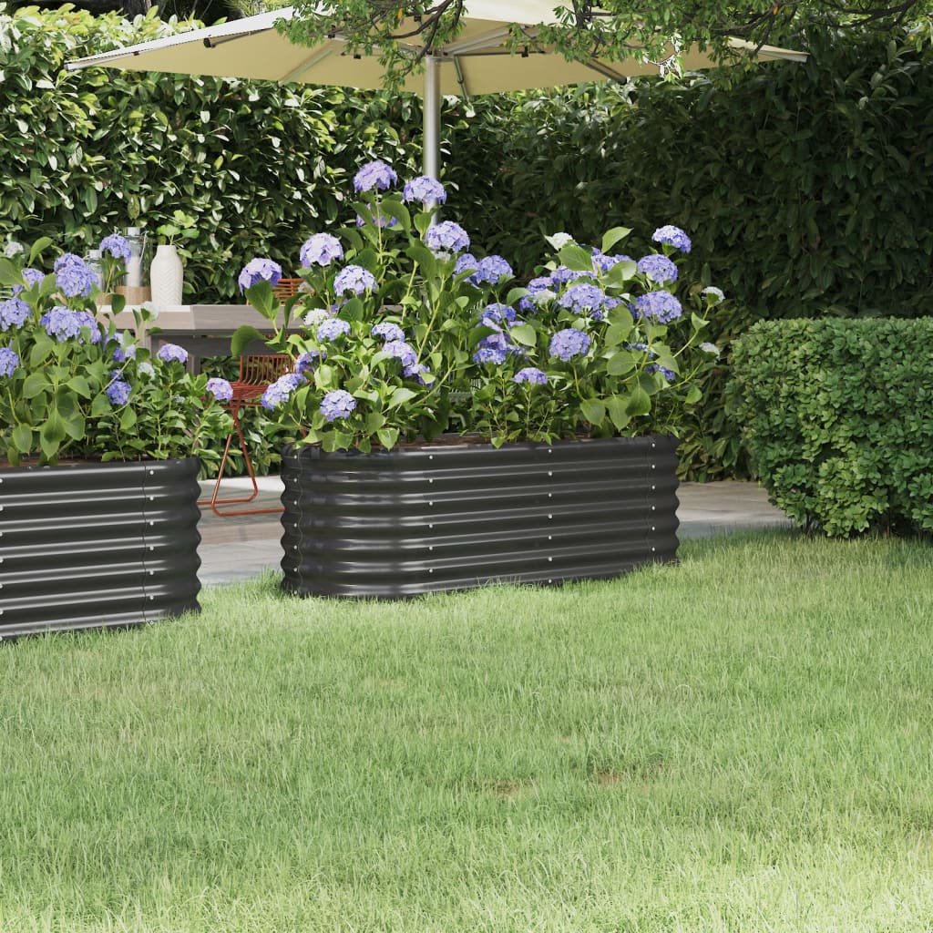 Garden Raised Bed Powder-coated Steel 44.9"x15.7"x14.2" Anthracite