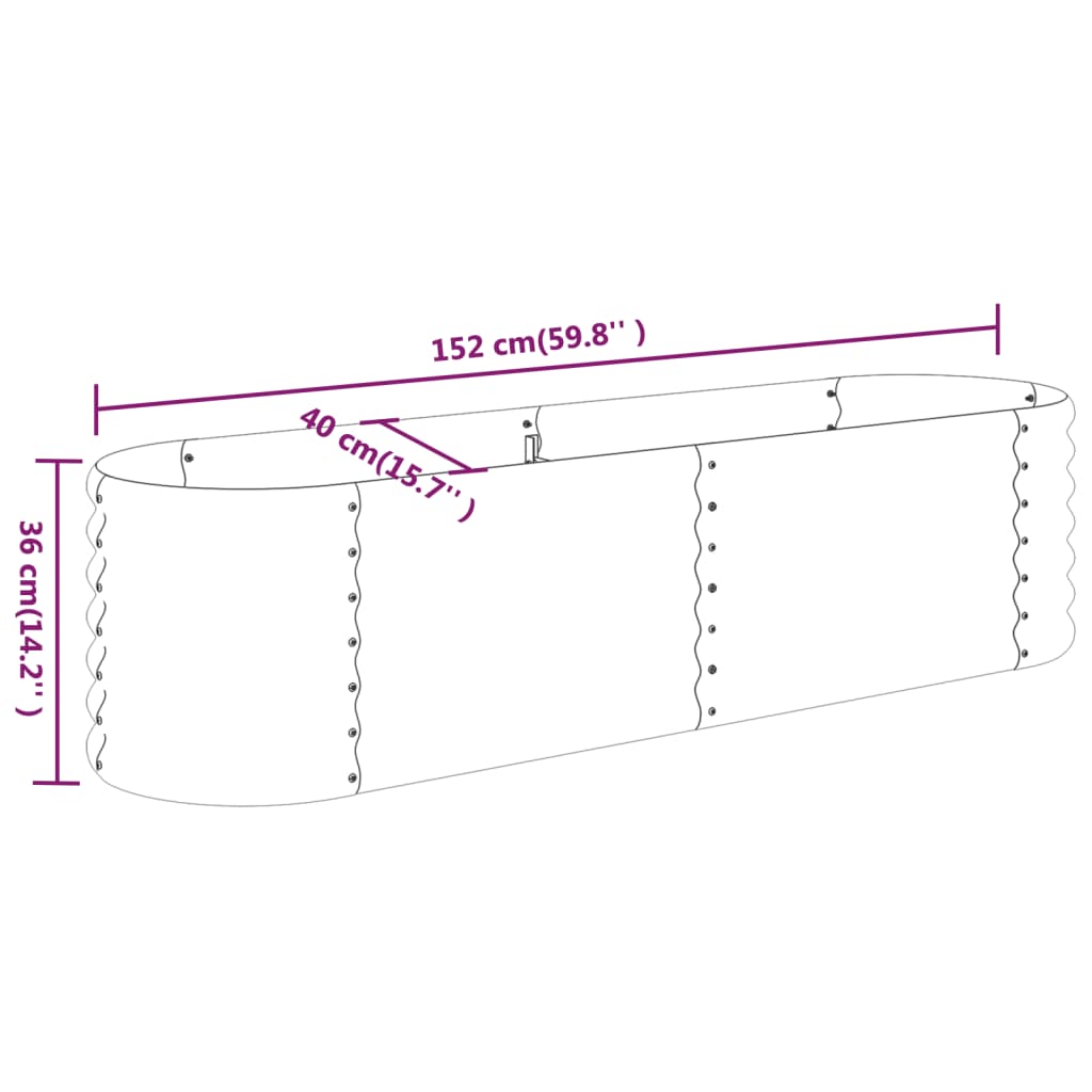 Garden Raised Bed Powder-coated Steel 59.8"x15.7"x14.2" Gray