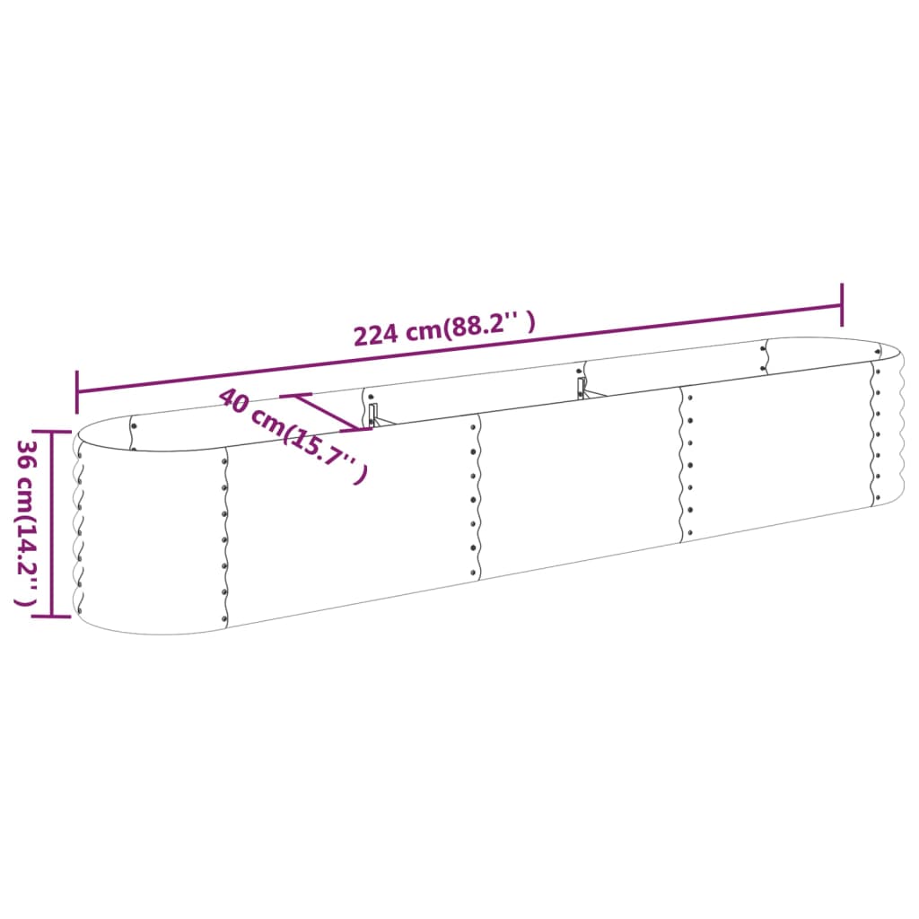 Patio Raised Bed Powder-coated Steel 88.2"x15.7"x14.2" Gray