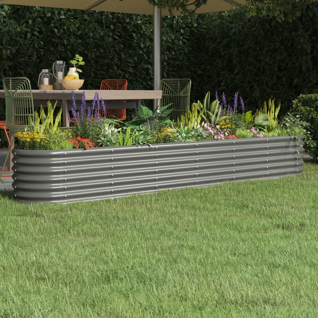 Patio Raised Bed Powder-coated Steel 102.4"x15.7"x14.2" Gray