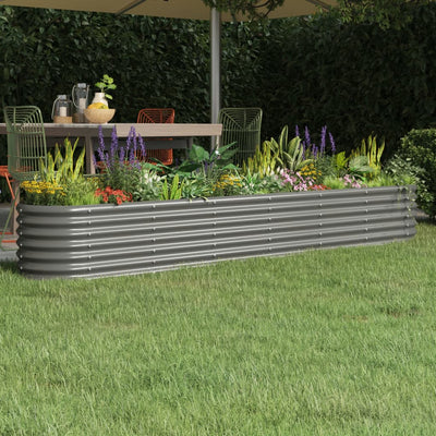 Patio Raised Bed Powder-coated Steel 102.4"x15.7"x14.2" Gray