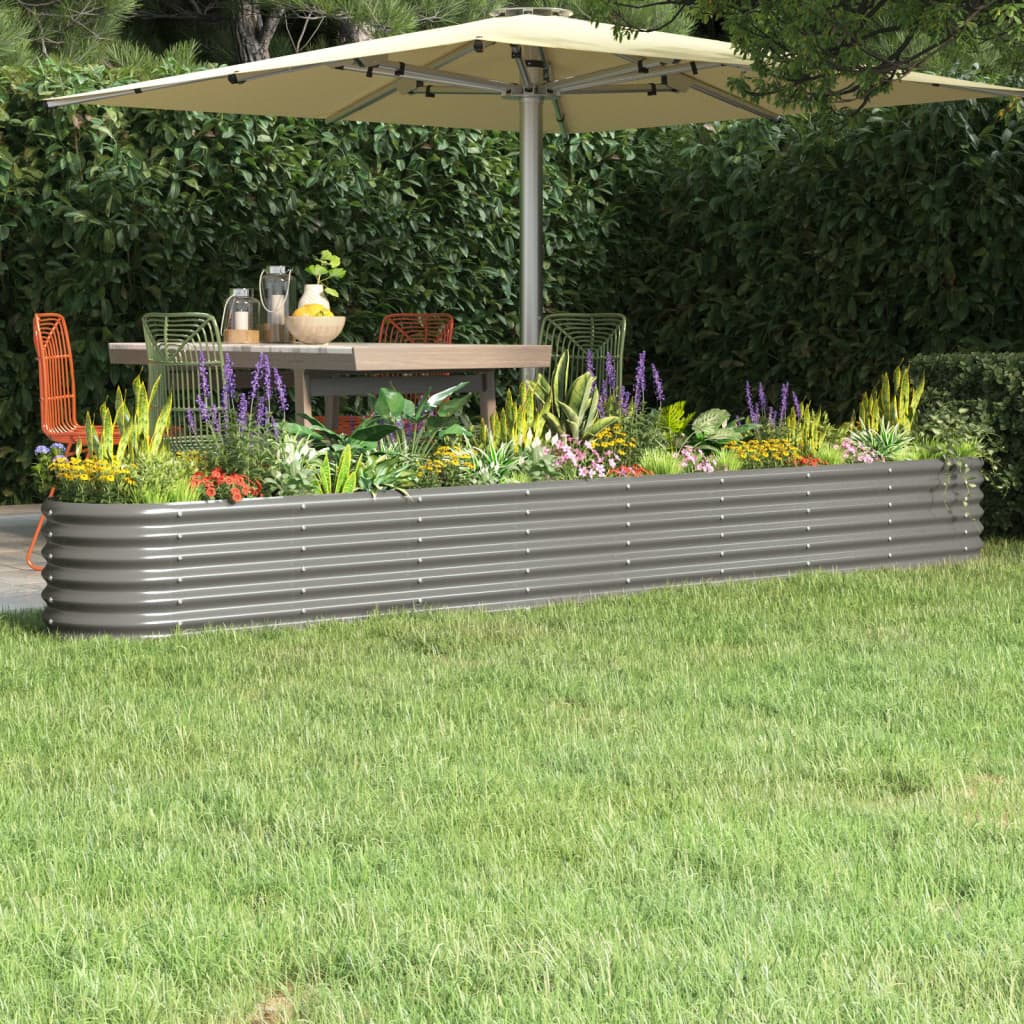 Patio Raised Bed Powder-coated Steel 130.7"x15.7"x14.2" Gray