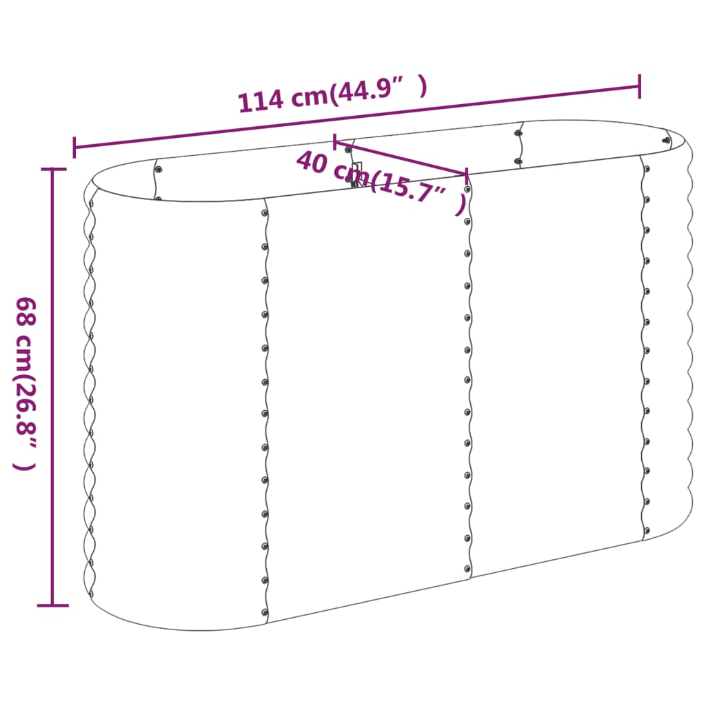 Patio Raised Bed Powder-coated Steel 44.9"x15.7"x26.8" Gray