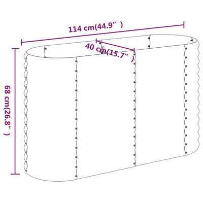 Patio Raised Bed Powder-coated Steel 44.9"x15.7"x26.8" Gray