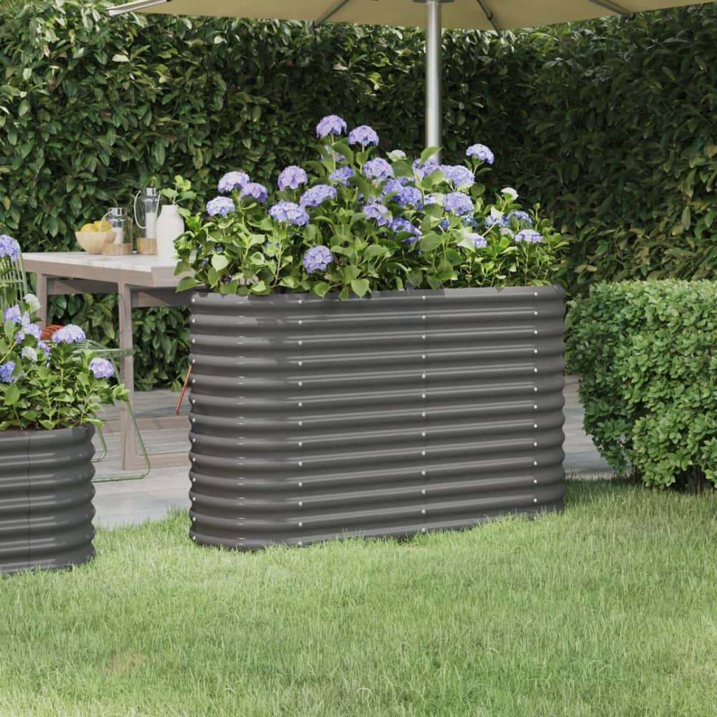 Patio Raised Bed Powder-coated Steel 44.9"x15.7"x26.8" Gray