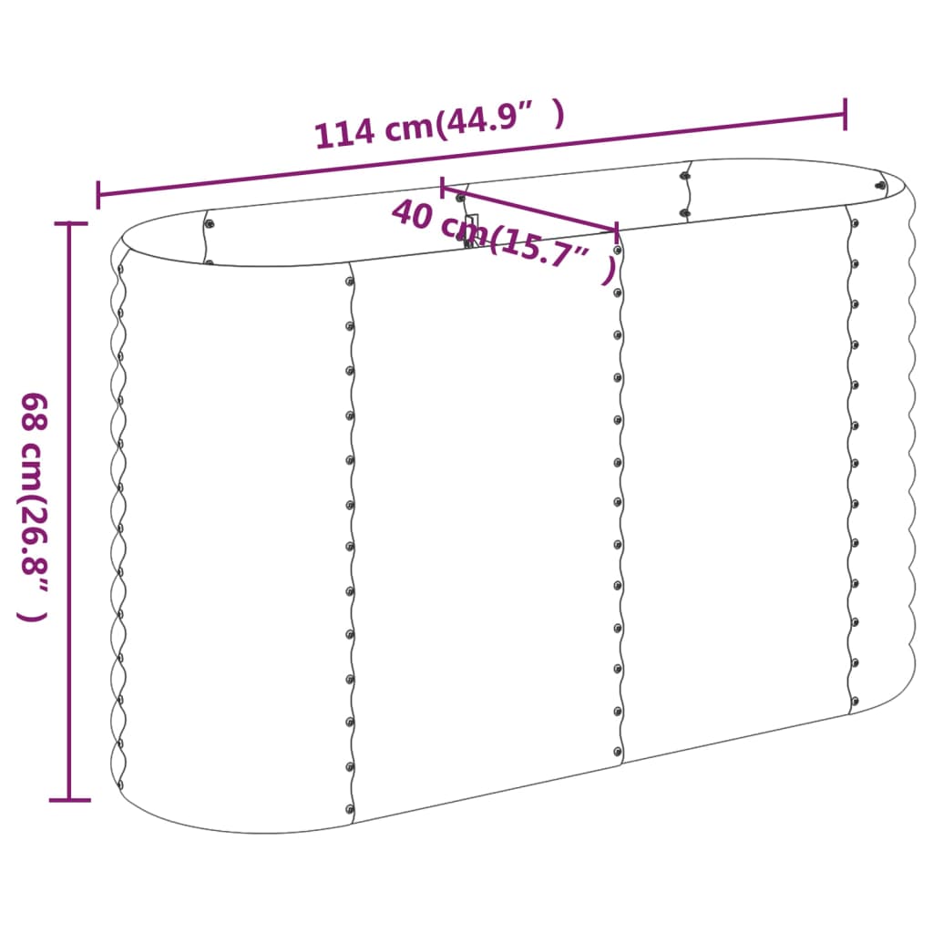 Garden Raised Bed Powder-coated Steel 44.9"x15.7"x26.8" Anthracite