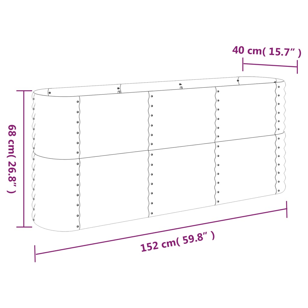 Garden Raised Bed Powder-coated Steel 59.8"x15.7"x26.8" Gray