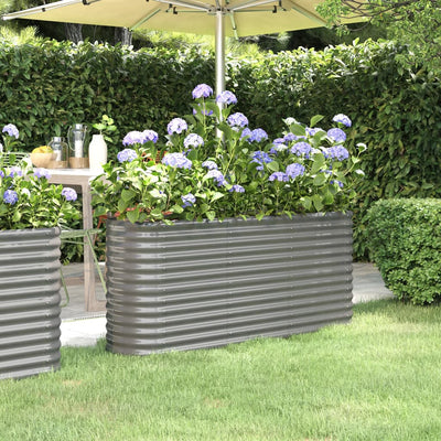 Garden Raised Bed Powder-coated Steel 59.8"x15.7"x26.8" Gray