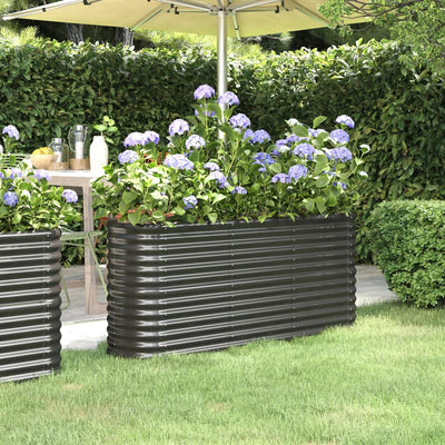 Garden Raised Bed Powder-coated Steel 59.8"x15.7"x26.8" Anthracite