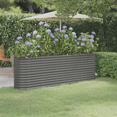 Garden Raised Bed Powder-coated Steel 88.2"x15.7"x26.8" Gray