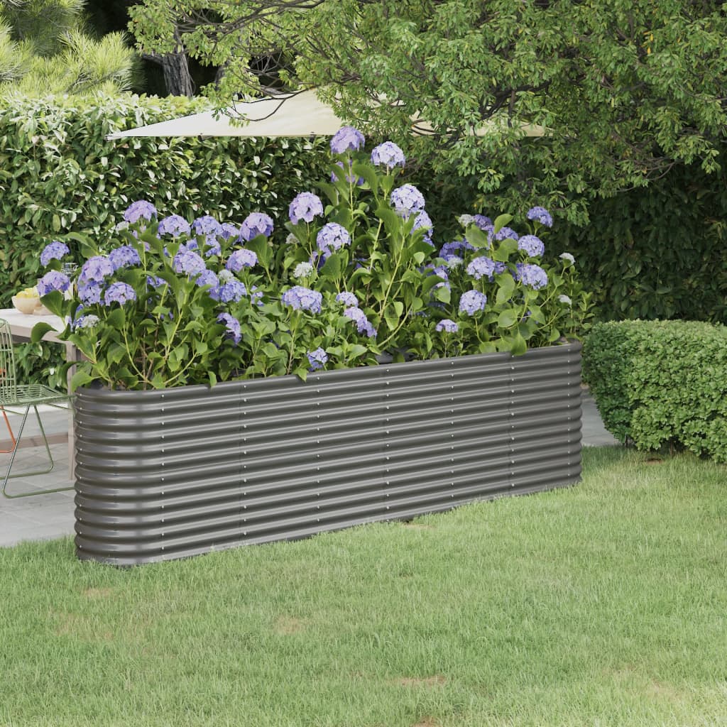 Garden Raised Bed Powder-coated Steel 102.4"x15.7"x26.8" Gray