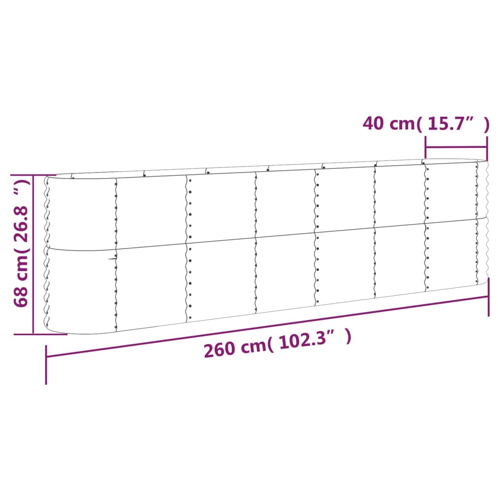 Garden Raised Bed Powder-coated Steel 102.4"x15.7"x26.8" Anthracite