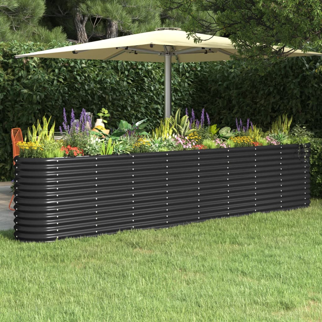 Garden Raised Bed Powder-coated Steel 130.7"x15.7"x26.8" Anthracite