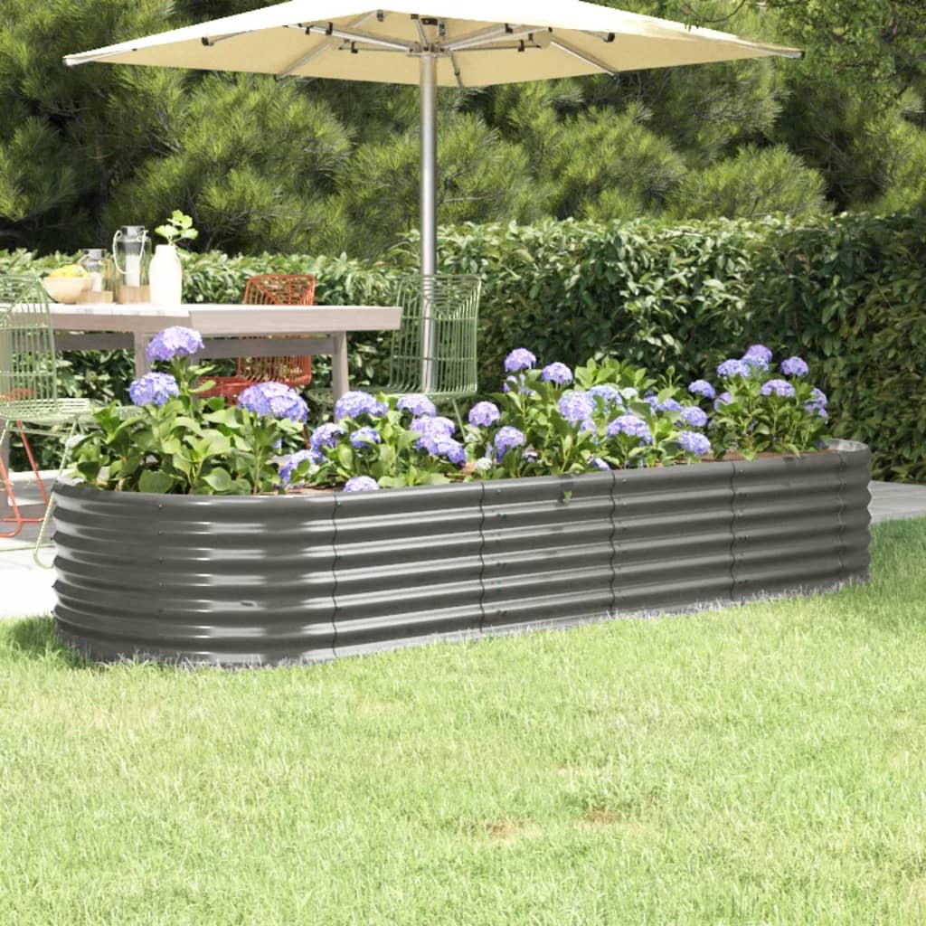 Garden Raised Bed Powder-coated Steel 88.2"x31.5"x14.2" Gray