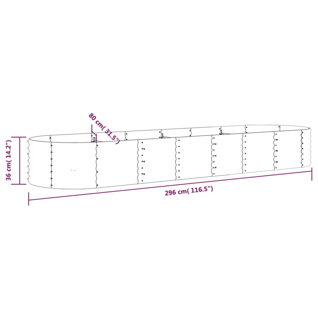 Garden Raised Bed Powder-coated Steel 116.5"x31.5"x14.2" Gray