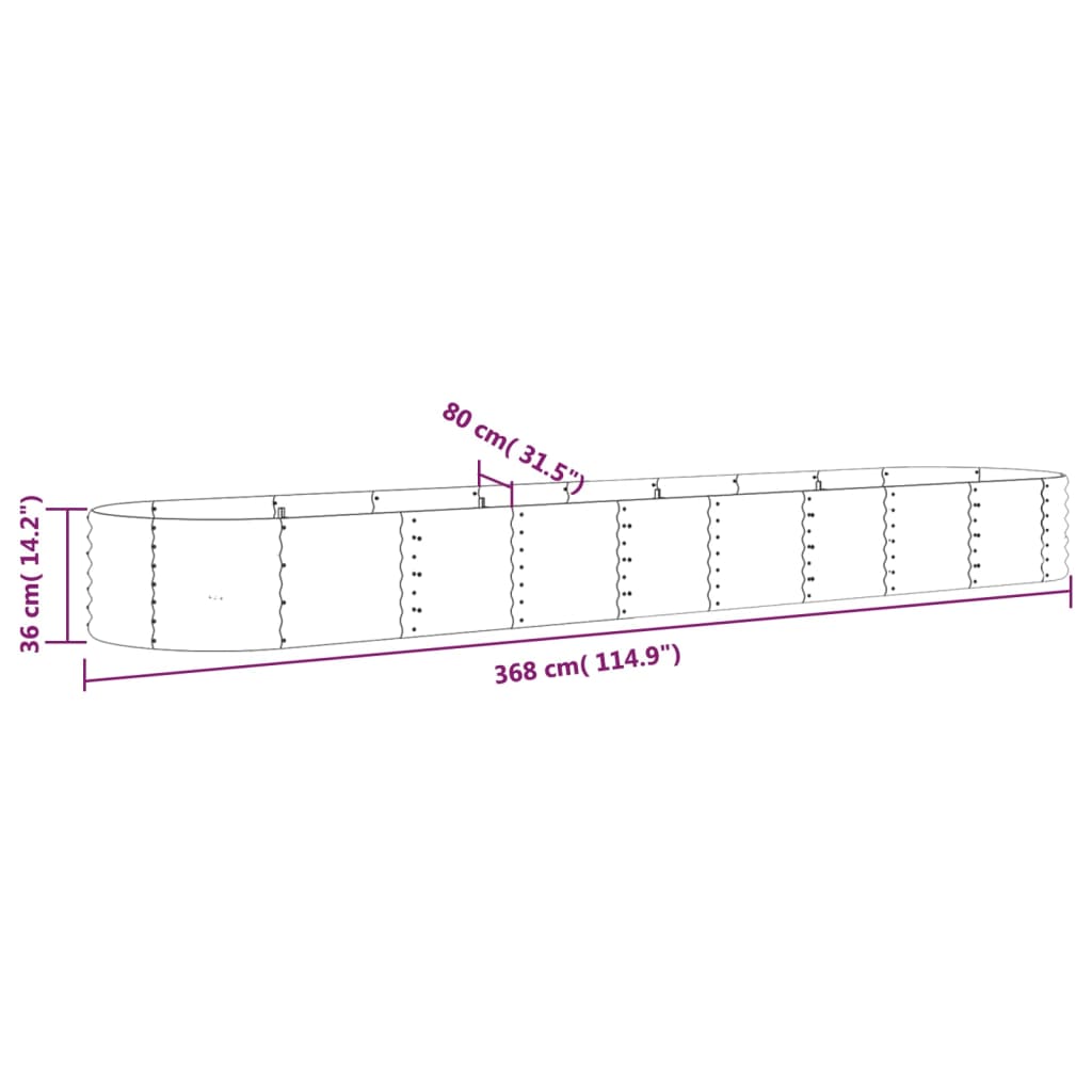 Garden Raised Bed Powder-coated Steel 144.9"x31.5"x14.2" Gray