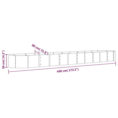 Garden Raised Bed Powder-coated Steel 173.2"x31.5"x14.2" Gray