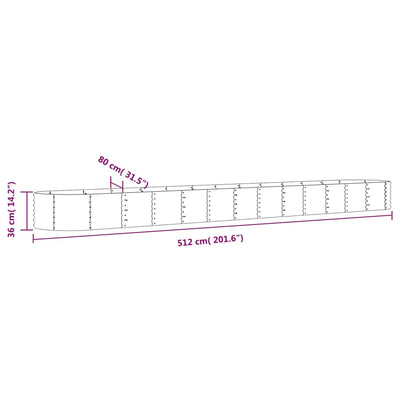 Garden Raised Bed Powder-coated Steel 201.6"x31.5"x14.2" Gray