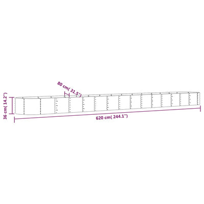 Garden Raised Bed Powder-coated Steel 244.1"x31.5"x14.2" Gray