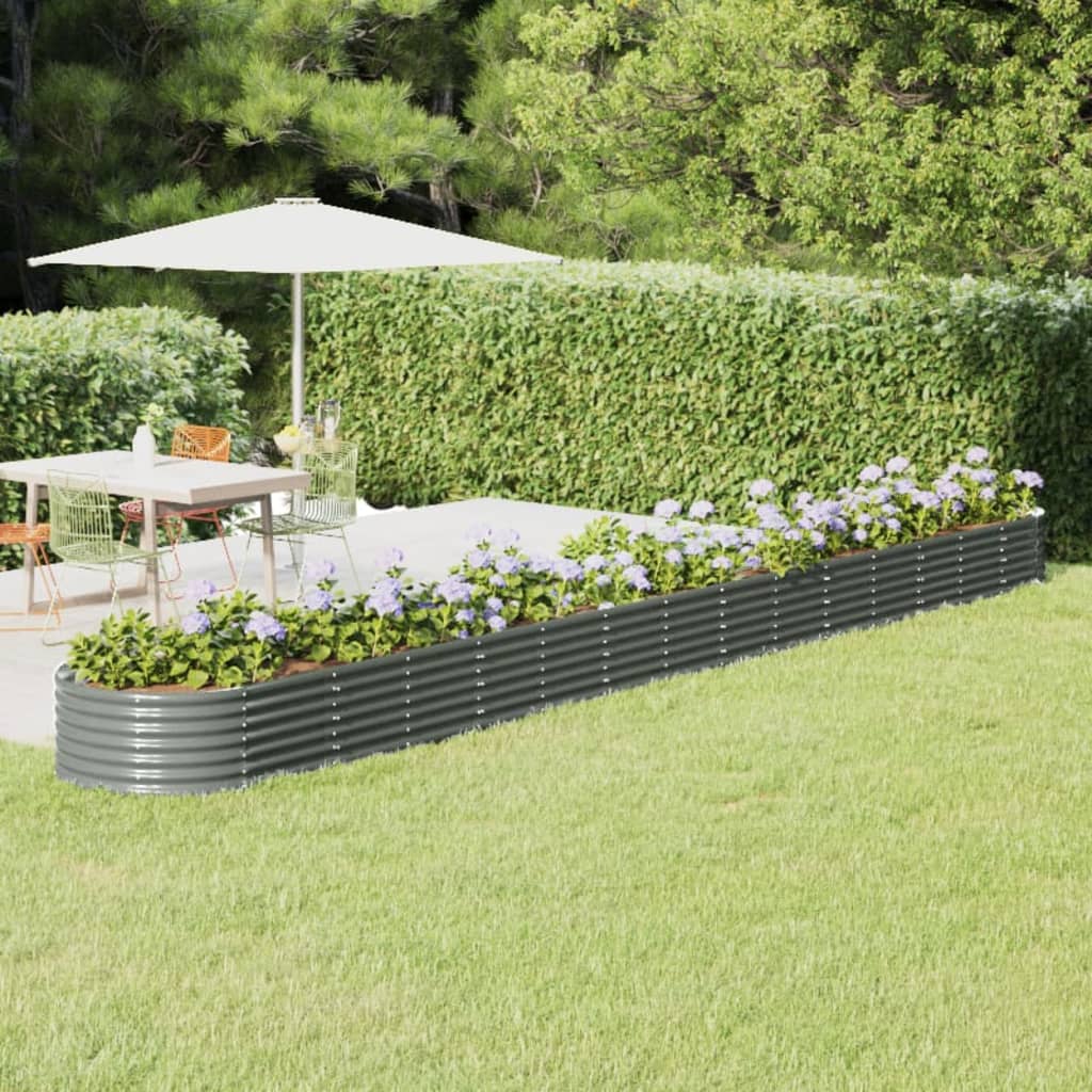 Garden Raised Bed Powder-coated Steel 244.1"x31.5"x14.2" Gray