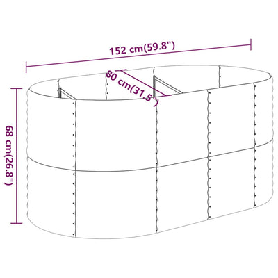 Garden Raised Bed Powder-coated Steel 59.8"x31.5"x26.8" Gray