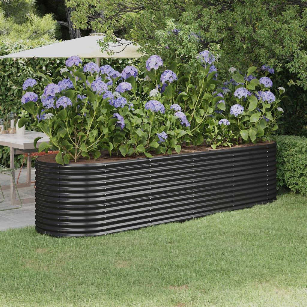 Garden Raised Bed Powder-coated Steel 116.5"x31.5"x26.8" Anthracite