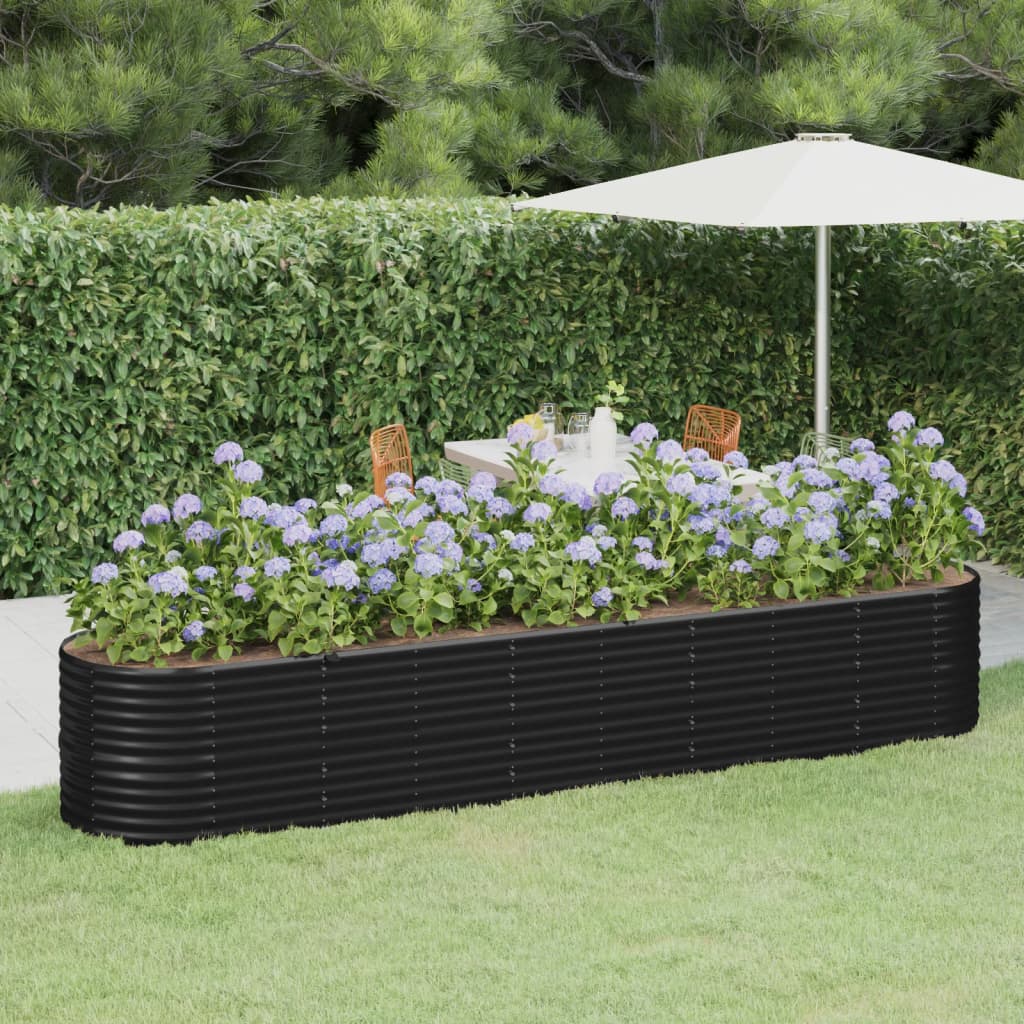 Garden Raised Bed Powder-coated Steel 144.9"x31.5"x26.8" Anthracite