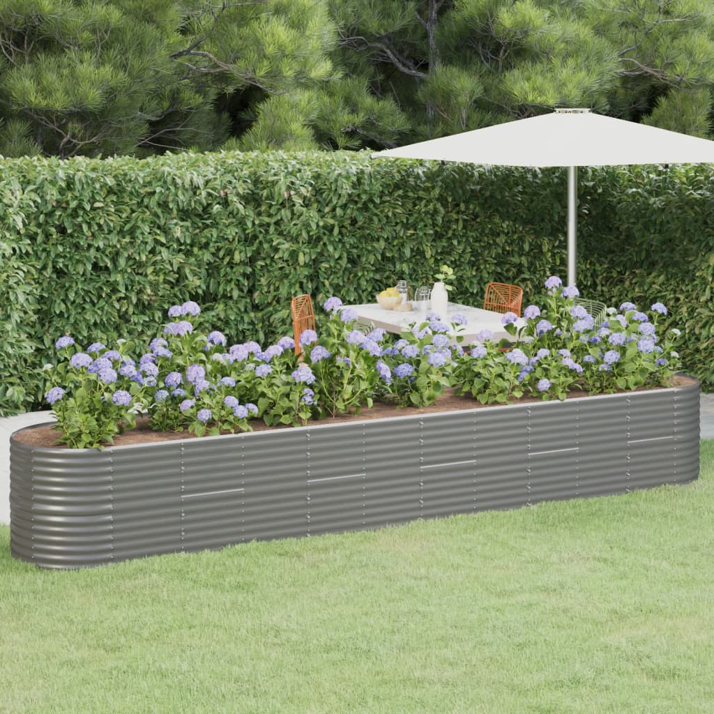 Garden Raised Bed Grey Powder-coated steel Large Built to Last