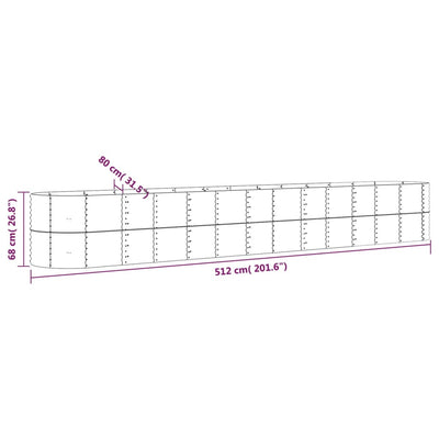 Patio Raised Bed Powder-coated Steel 201.6"x31.5"x26.8" Gray