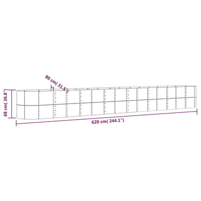 Patio Raised Bed Powder-coated Steel 244.1"x31.5"x26.8" Gray