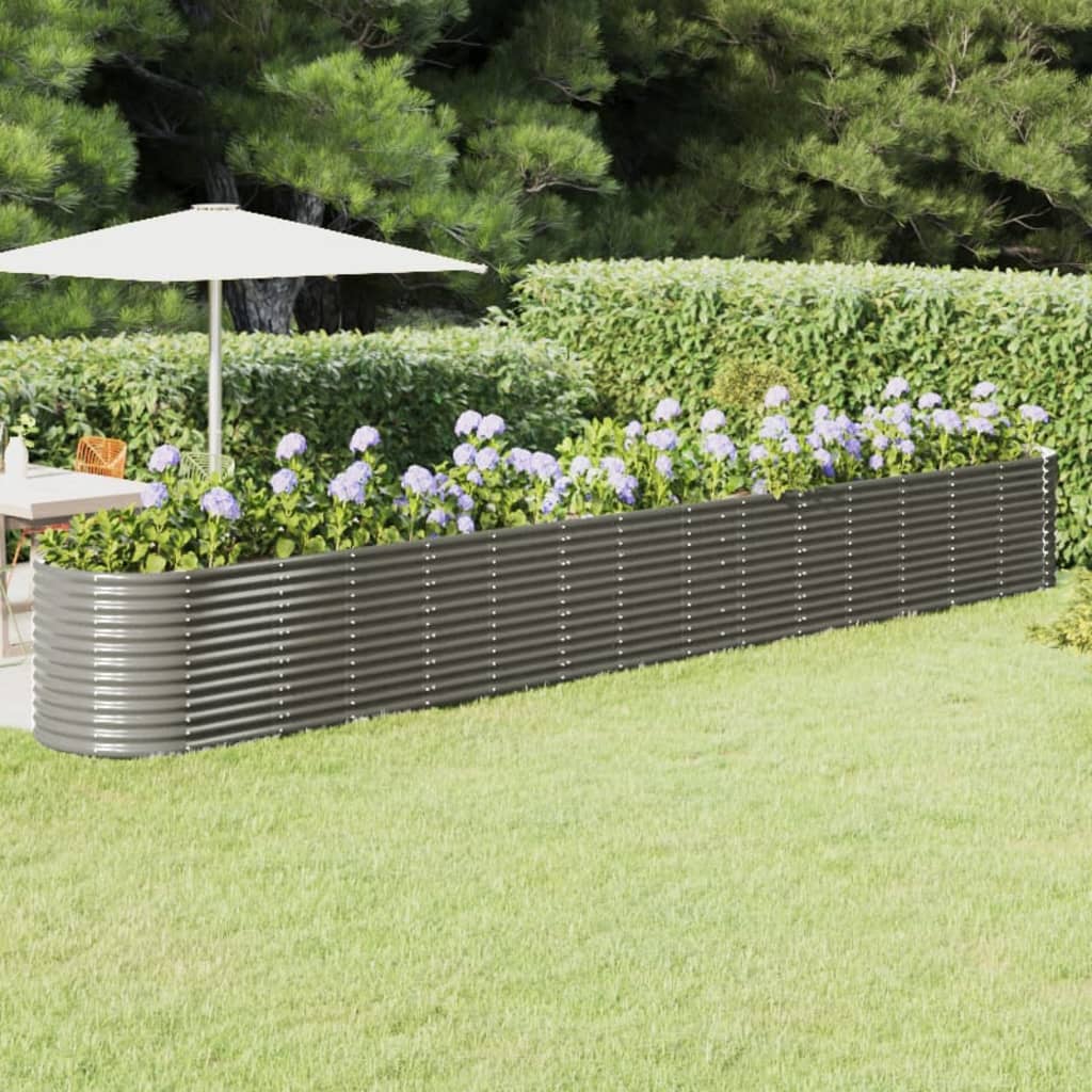 Patio Raised Bed Powder-coated Steel 244.1"x31.5"x26.8" Gray