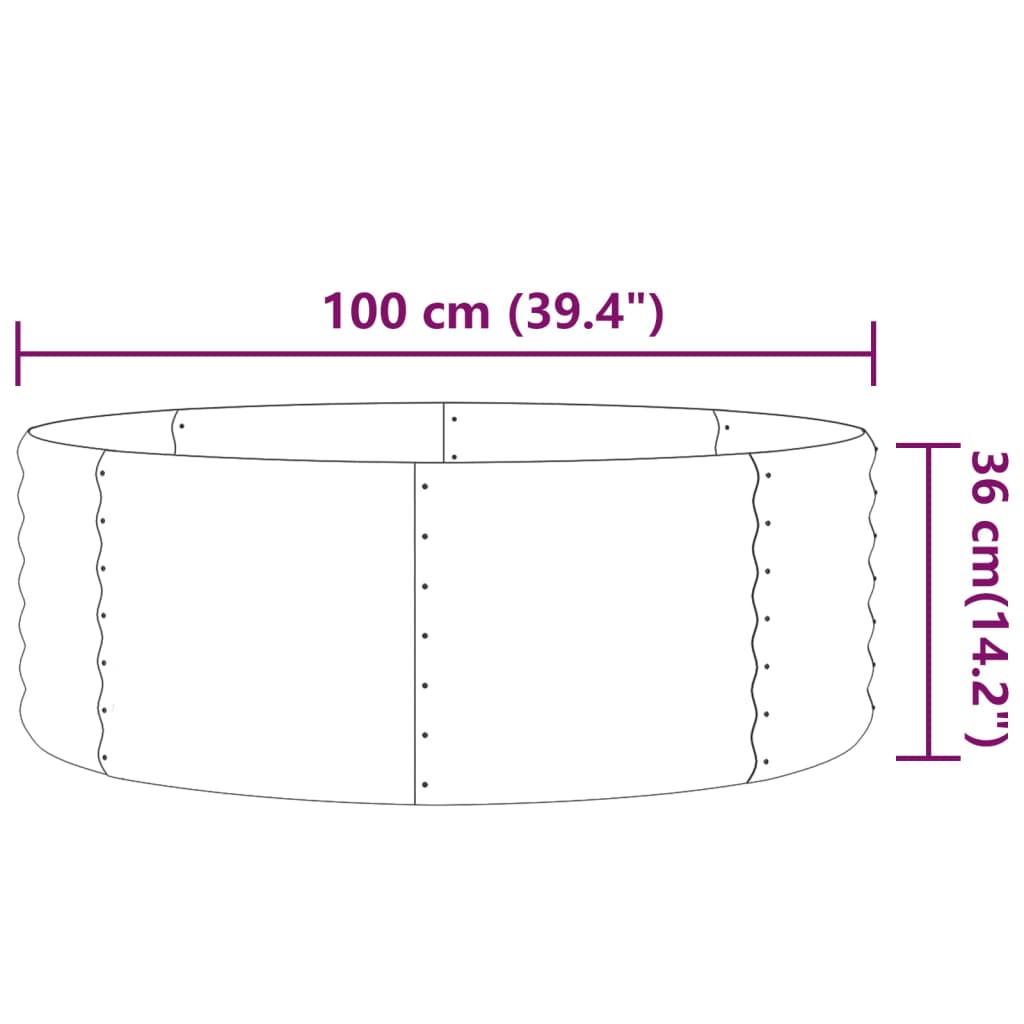 Patio Raised Bed Powder-coated Steel 39.4"x39.4"x14.2" Gray