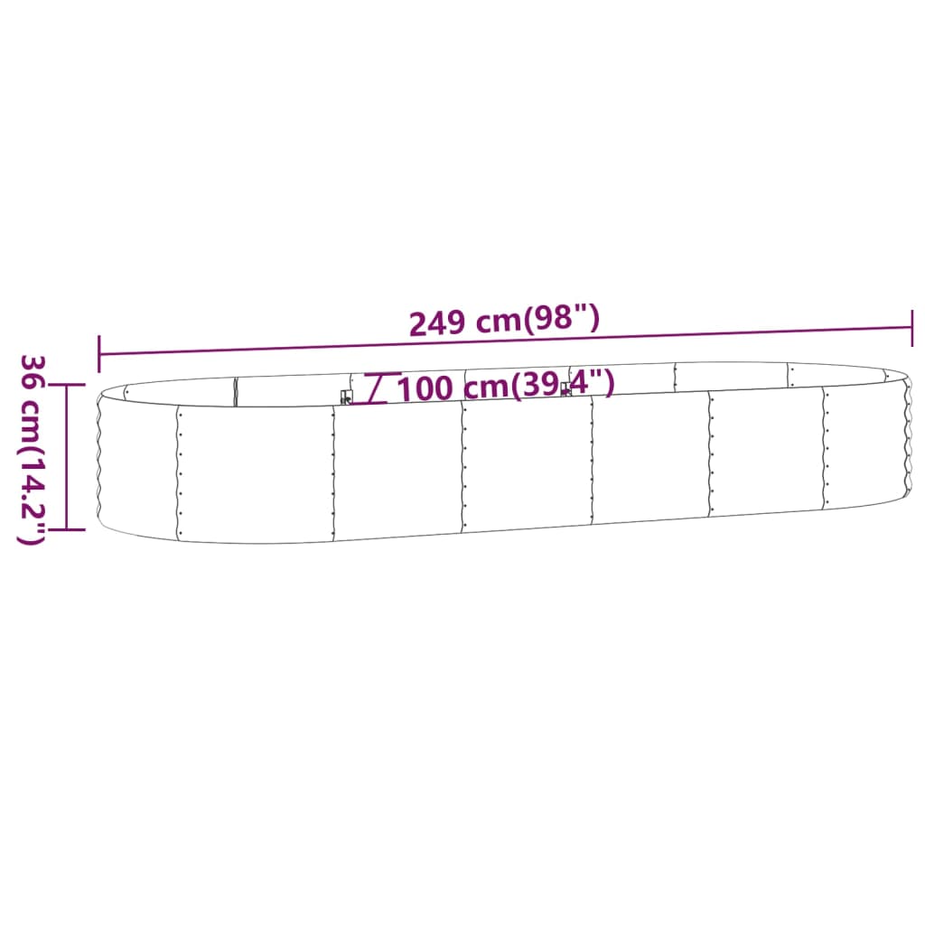 Garden Raised Bed Powder-coated Steel 98"x39.4"x14.2" Gray