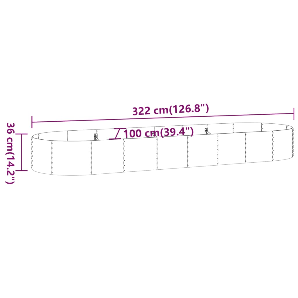 Garden Raised Bed Powder-coated Steel 126.8"x39.4"x14.2" Gray