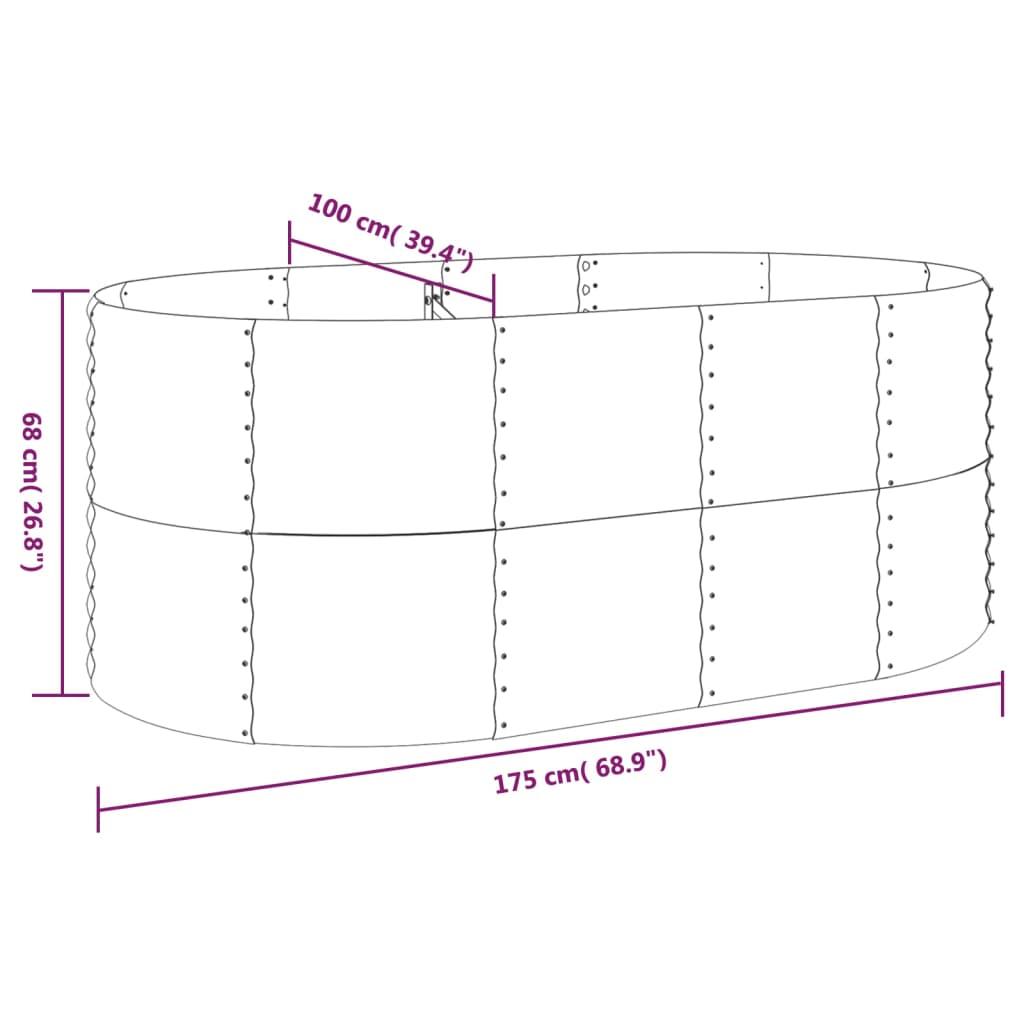 Garden Raised Bed Powder-coated Steel 68.9"x39.4"x26.8" Gray