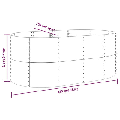 Garden Raised Bed Powder-coated Steel 68.9"x39.4"x26.8" Gray