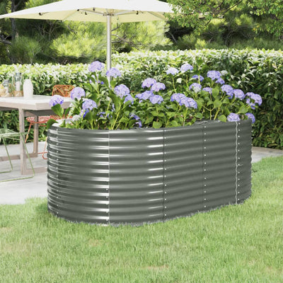 Garden Raised Bed Powder-coated Steel 68.9"x39.4"x26.8" Gray