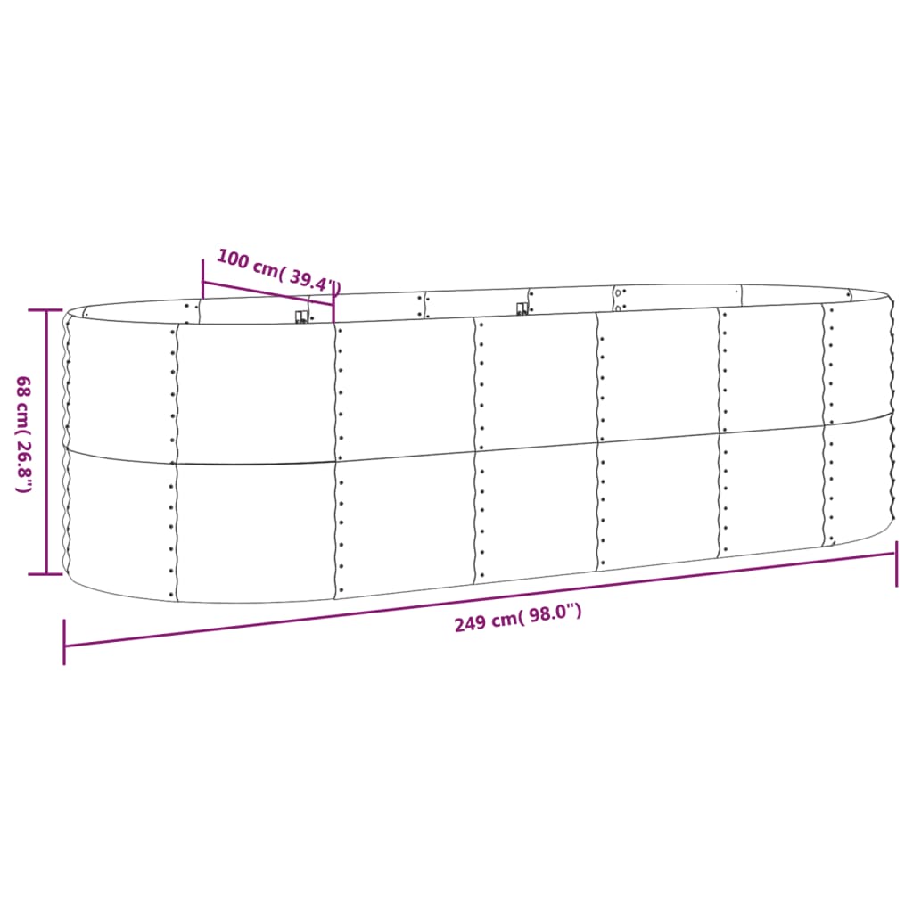 Garden Raised Bed Powder-coated Steel 98"x39.4"x26.8" Gray