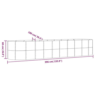 Garden Raised Bed Powder-coated Steel 155.9"x39.4"x26.8" Gray