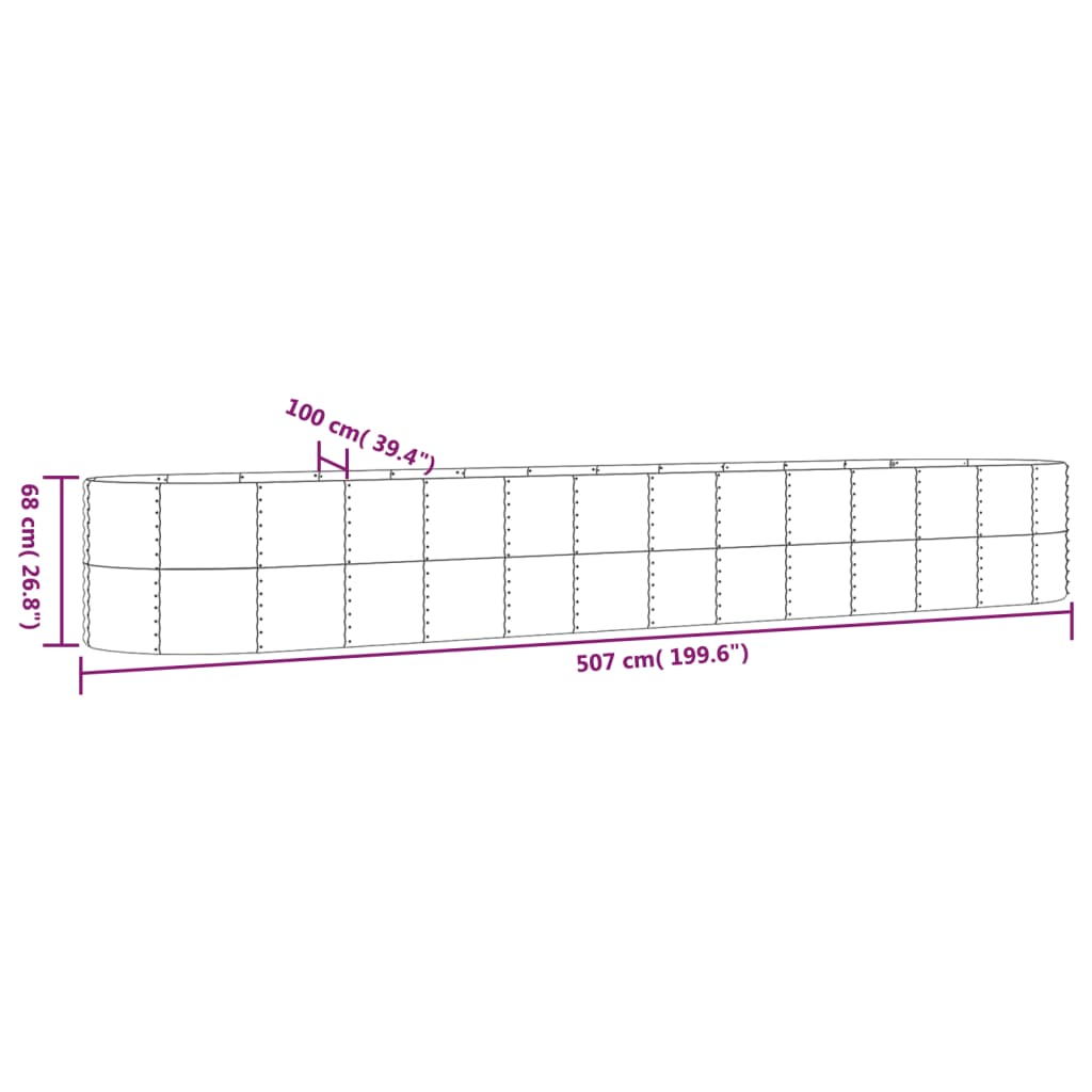 Garden Raised Bed Powder-coated Steel 199.6"x39.4"x26.8" Gray