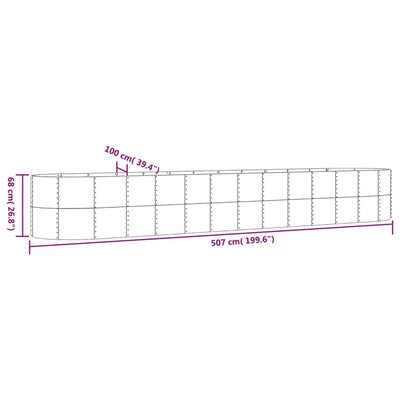 Garden Raised Bed Powder-coated Steel 199.6"x39.4"x26.8" Gray