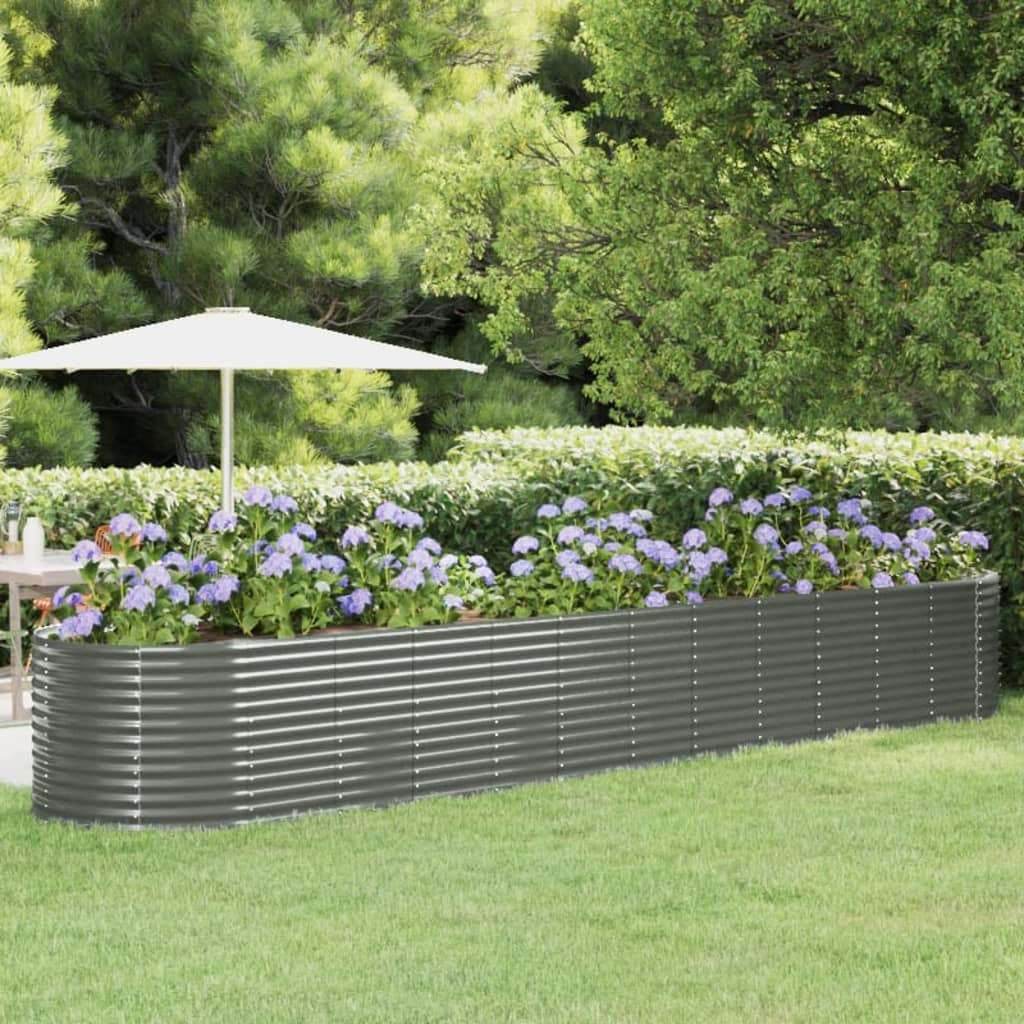 Garden Raised Bed Powder-coated Steel 199.6"x39.4"x26.8" Gray