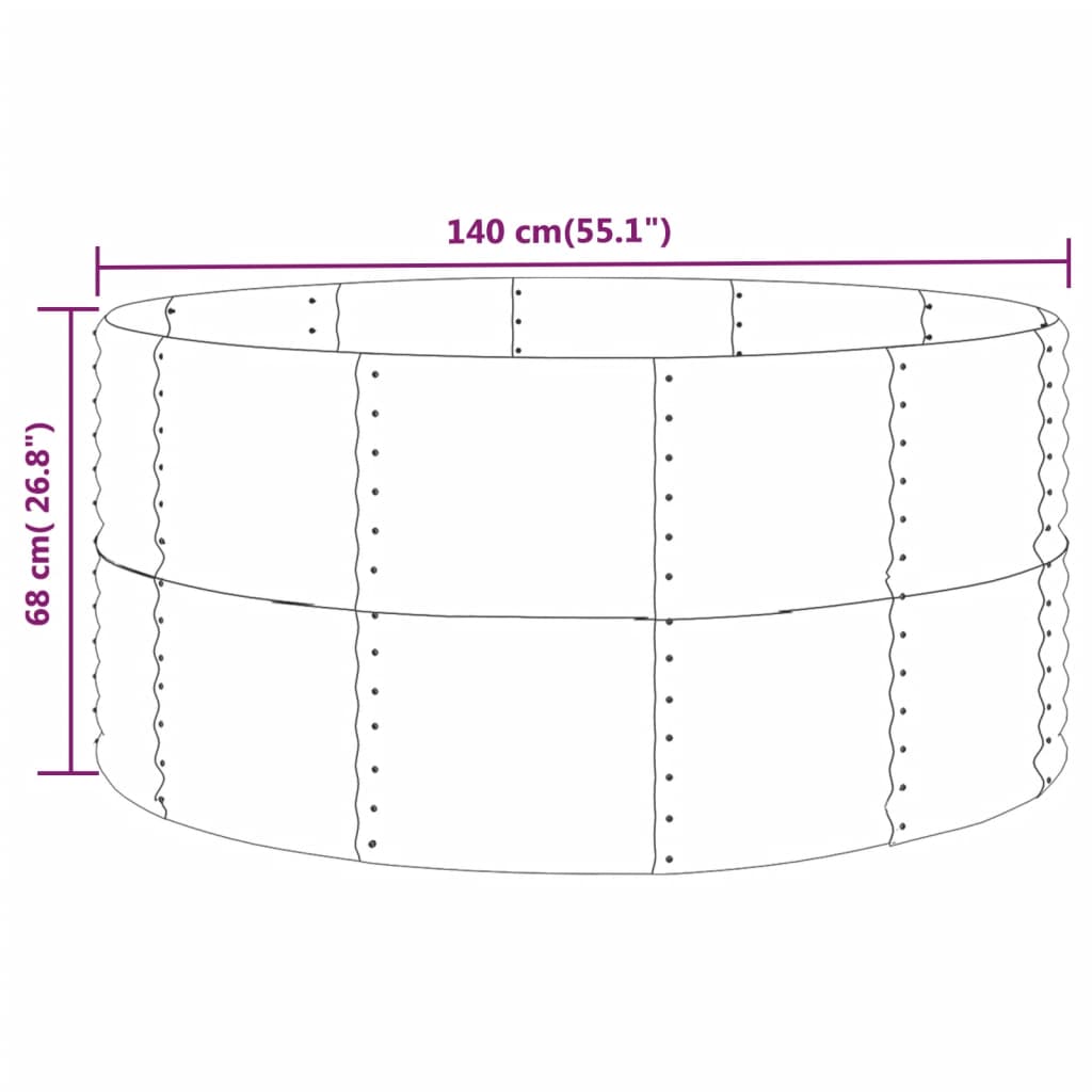 Garden Raised Bed Gray 55.1"x55.1"x26.8" Powder-coated Steel